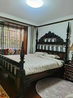 Lit à baldaquin en bois massif avec finition noire pour chambre principale et chambre d'amis