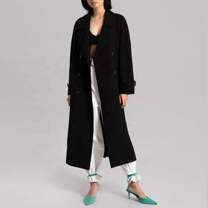 Cappotto <span class=keywords><strong>Classico</strong></span> Invernale da <span class=keywords><strong>Donna</strong></span> di Marca <span class=keywords><strong>Trench</strong></span> alla Moda Giacca a Doppio Petto Lunga Nera per <span class=keywords><strong>Donna</strong></span> - Product Image 3