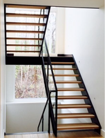 Escalier droit en bois flottant de qualité supérieure avec balustrade en verre à embouts en acier inoxydable 304