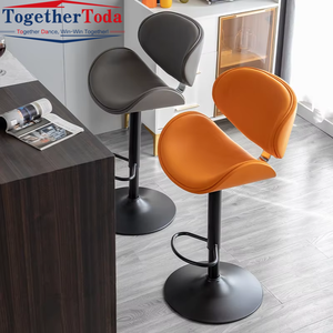 Chaises de bar réglables en hauteur en cuir véritable de style européen moderne, tabourets hauts pour bar à domicile, centre commercial, salon - Product Image 5