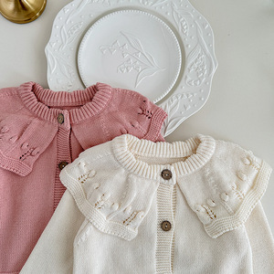 Batı tarzı kız kazak ceket bebek kız saf pamuk hırka toptan bahar ve sonbahar giyim kazak - Product Image 5