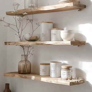 Estante de Pared de Madera Natural sin Pintar de 3 Niveles, Estilo Chic, para Almacenamiento de Cosméticos, Perfumes y <span class=keywords><strong>CDs</strong></span> - Product Image 4