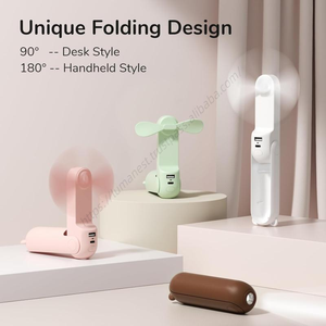 Mini ventilateur portable rechargeable USB-C 2000 mAh à 3 vitesses avec fonction Power Bank pour voyage, extérieur et maison – Vente en gros - Product Image 4