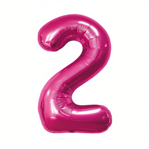 Globo de aluminio fucsia número 2 de Party Love, 80 cm, decoración para fiestas de cumpleaños infantiles - Product Image 1