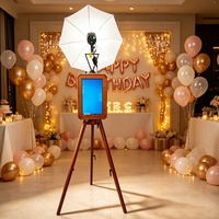 Photo Booth Kayu Vintage dengan Layar Sentuh Dua Sisi, Cocok untuk Bisnis Sewa Pernikahan.