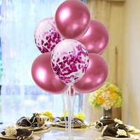 2 Set Table Centre de Table Ballons Stand Kit Rose Or Latex Confetti ballons pour Anniversaire Femme Fille Anniversaire Table Fête Dec