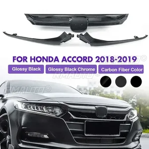 Carbon Fiber Color Car Front Bumper Hood Grille Racing Grills ABS Cover <b>Trim</b> for Honda Accord 4 <b>Door</b> Sedan 2018-2019 All Models - Product Image 1
