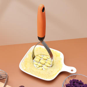 Triturador de patatas de acero inoxidable 430 con mango naranja para triturar patatas, utensilio de cocina - Product Image 5