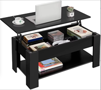 Table basse relevable de style européen, extensible, en verre trempé, avec rangement en bois, double niveau, pour petit salon