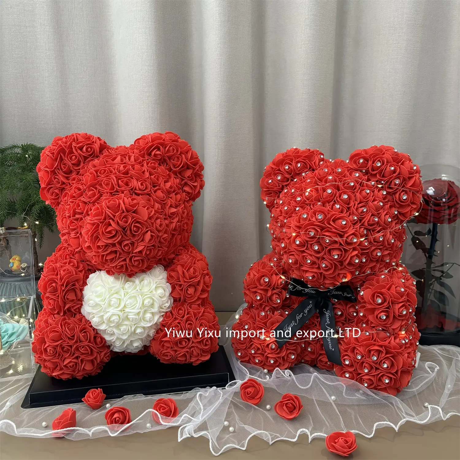 2024 Luxuriöses handgefertigtes Geschenk Valentinstag Geschenke Muttertagsgeschenke Rose Teddybär 25 cm 40 cm 70 cm Rosabär
