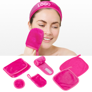 6Pcs Custom Logo Face Cleaning Wipes Ultra Soft Microfiber Makeup Remover <strong>Towel</strong> <strong>Facial</strong> Cleansing Cloths Spa Headband Glove Sets - Product Image 3