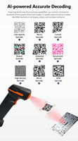 Escáner de Códigos de Barras 1D 2D, Lector de Códigos QR, Lector de Códigos de Barras Inalámbrico USB para Cajeros de Supermercados y Gestión de Almacenes en Stock