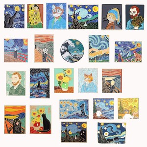 Colección <span class=keywords><strong>de</strong></span> Arte <span class=keywords><strong>de</strong></span> Pinturas al Óleo, Personalizadas, <span class=keywords><strong>de</strong></span> <span class=keywords><strong>Van</strong></span> <span class=keywords><strong>Gogh</strong></span>, <span class=keywords><strong>Girasoles</strong></span>, Noche Estrellada, Esmalte Suave, Aleación <span class=keywords><strong>de</strong></span> Zinc, Color Personalizado, 3D, Tamaño y Forma Personalizados - Product Image 3