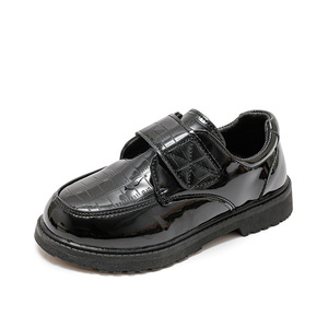Scarpe Eleganti per Bambini in Pelle PU Nera Stile Coreano, Suola Morbida, Chiusura con Velcro, Finitura Lucida - Product Image 5