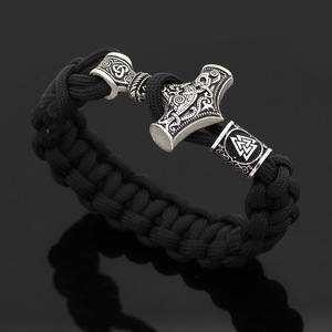 Bracciale Vichingo Mitologia Norrena Catena Multistrato Martello <span class=keywords><strong>Thor</strong></span> Testa Lupo Ciondolo Uomo Gioielli Ingrosso Fornitore - Product Image 5