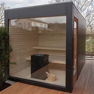 Sauna moderne en bois de cèdre rouge massif, chauffage infrarouge électrique 6 kW, design résistant aux intempéries, villa, bien-être toute l'année, personnalisable - Product Image 1