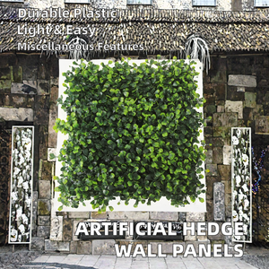 Panneaux muraux de haies de buis artificiels d'extérieur Toile de fond de mur vert de jardin en plastique Plante de type gazon durable et écologique - Product Image 2