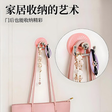 Adhesive <b>Hooks</b> Round <b>Wall</b> Mounted Strong Load Bearing No Drilling <b>Keys</b> Hats Storage Home Organization Pink Blue Green Beige - Product Image 3