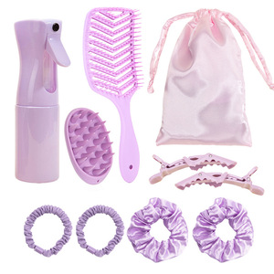 Guangzhou Wanmei <b>Hair</b> Care Set <b>Purple</b> <b>Spray</b> Bottle Brush Clips Scrunchies Massage Comb For Women - Product Image 1