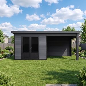 Casetta da Giardino Esterna Serie D in WPC e Acciaio, Stile Moderno, per Ville, Appartamenti, Magazzini e Giardini - Product Image 3