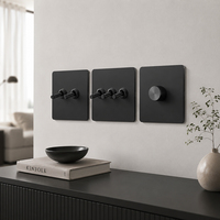 Interruptor de Pared de Acero Inoxidable Negro Nórdico Premium con Interruptor de Palanca Moleteado y USB C, Montaje Empotrado 86, para Hogar y Hotel, OEM