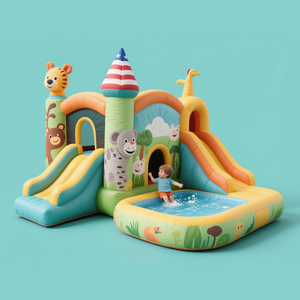Château gonflable combiné avec toboggan pour enfants, fabriqué sur mesure en usine, pour les fêtes à domicile avec souffleur - Product Image 3