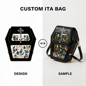 Custom <b>Gothic</b> Ita <b>Bag</b> Insert Board Unique Coffin Silhouette PU Tote Clear Window Pin Display Crossbody <b>Bag</b> Itabag - Product Image 2