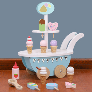 Educatieve Alsof Spelen Keuken Set Voor Kinderen Houten Ijskar Traktaties Dessert Stand Rollenspel Speelgoed Leeftijden 2-14 + Fijne Motor - Product Image 2