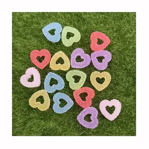 Hot Popular Colorful Soft Candy Resin Cabochons Hollow Love Heart Candy Crafts For Phone Case Nail Art Jewelry Making Supplier