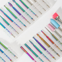 Ensemble de forets à ongles en acier au tungstène, embouts de polissage colorés pour ponceuse électrique, outils de manucure pour salon, outils d'art des ongles en acrylique, vente en gros