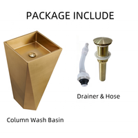 Lavabo colonne en acier inoxydable pour salle de bain, vasque autoportante en acier inoxydable
