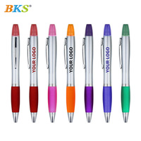 Stylo bille et surligneur 2-en-1 en gros, double pointe, écriture fluide, sans bavure, en plastique, pour bureau et école