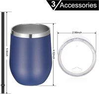 Gobelet isotherme personnalisé 12oz anti-fuite, gourde d'eau, tasses à café avec couvercles, gobelet à vin en acier inoxydable
