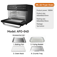 Four à air chaud LED tactile 25L multifonctionnel pour frites, steak, pizza, toasts, four numérique grande capacité pour restaurant/maison
