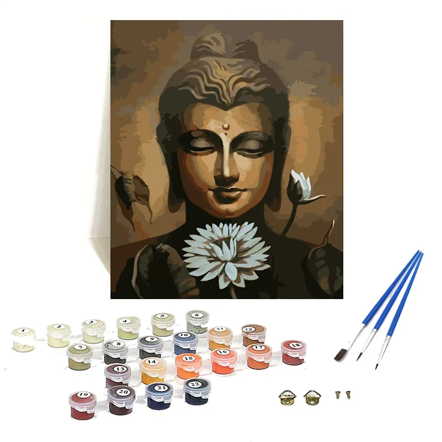 Orfon LY1681 Pintura Por Números para adultos Modern RETRAIT buddha DIY kits de pintura a óleo cor digital Na Tela Sem Moldura
