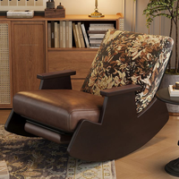 Fauteuil à bascule vintage en bois massif de style chinois du milieu du siècle, pour balcon, salon, détente, idéal pour villa et hôtel