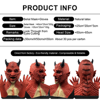 Masque de roi fantôme en latex Belial pour fête costumée d'Halloween, accessoire effrayant personnalisable