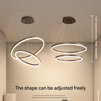 Lámpara Colgante LED Minimalista de Anillos Múltiples, Estructura Ensamblada, CRI97, Control Remoto Prechip, para Interiores de Villas y Escaleras