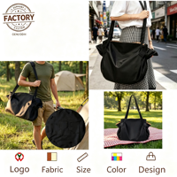 Sac fourre-tout portable super tendance, se transforme en tapis de pique-nique rond pour pique-nique, randonnée, voyage, sac pliable