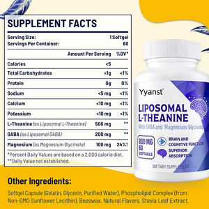 Cápsulas de Gel Suave con Fórmula Avanzada para Apoyar la Función Cognitiva y el Sueño, GABA L-teanina, Bajo en Carbohidratos y Azúcar, Muestra Gratuita OEM/ODM - Product Image 2