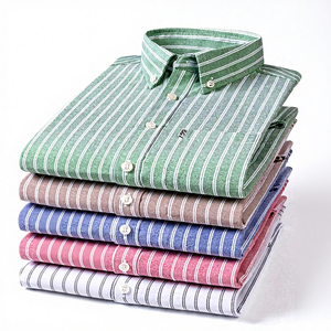 TS2121-L 100% Katoenen Oxford Gestreepte Lange Mouw Shirt Groothandel Heren Overhemd 3xl Multi Size En Kleuren Beschikbaar - Product Image 1
