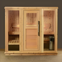 Sauna individuel extérieur commercial en bois massif électrique préfabriqué, avec panneau de commande informatisé et design moderne, vente en gros