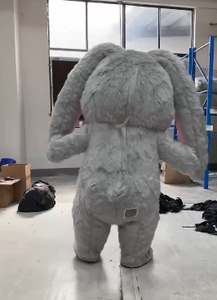 Disfraz de mascota inflado gris de orejas largas 2M 2,6 m traje de conejito peludo para festivales de Carnaval de Pascua mascota de conejo divertido - Product Image 5