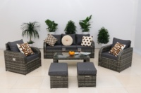 Outdoor Rattan-Gartenmöbel-Set, 7-Sitzer Garten-Sitzgruppe für Hinterhof, Poolbereich, Balkon