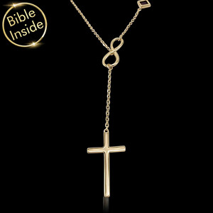 Infinity Cross Y <b>Necklace</b> With Nano Bible - Forever Faith <b>Necklace</b> - Product Image 1