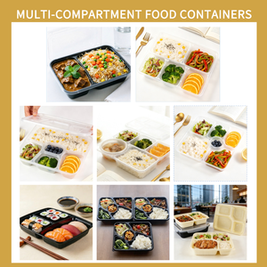Boîte à <span class=keywords><strong>lunch</strong></span> jetable en plastique pour micro-ondes, 6 compartiments, pour plats à emporter, vente en gros - Product Image 3