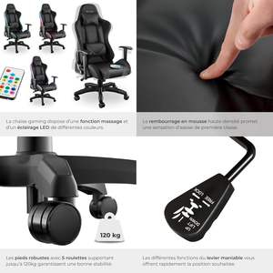Silla <span class=keywords><strong>Gamer</strong></span> Reclinable Giratoria Negra de Diseño Moderno y Sencillo, con Base de 5 Estrellas, Venta al por Mayor de Fábrica, con Reposabrazos 2D Ajustables - Product Image 6