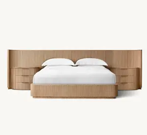 Lit en bois massif pour hôtel lit d'intérieur meuble de chevet fermé lit à panneaux étendus