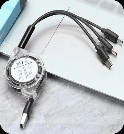 3-in-1 einziehbares Datenkabel Schnell ladegerät Mehrkopf-Handy-Ladekabel für USB-Geräte Hersteller Großhandel
