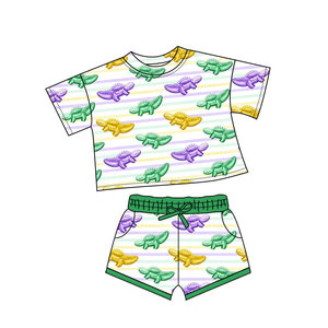 GSSO2746 Tenues personnalisées à imprimé gemme de lapin oriental pour petites filles actives Vente en gros pour enfants Ensemble d'été à manches courtes pour filles - Product Image 6